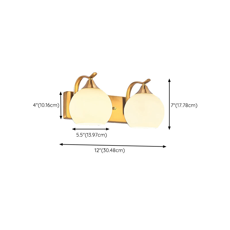 Modern Metal Wall Sconce Dome Shape Vanity Lamp with Glass Shade for Bathroom