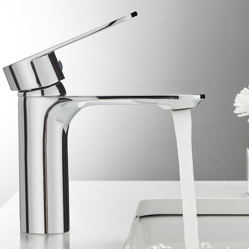 Bathroom Sink Faucet Lever Handle Brass Solid Color Washroom Faucet