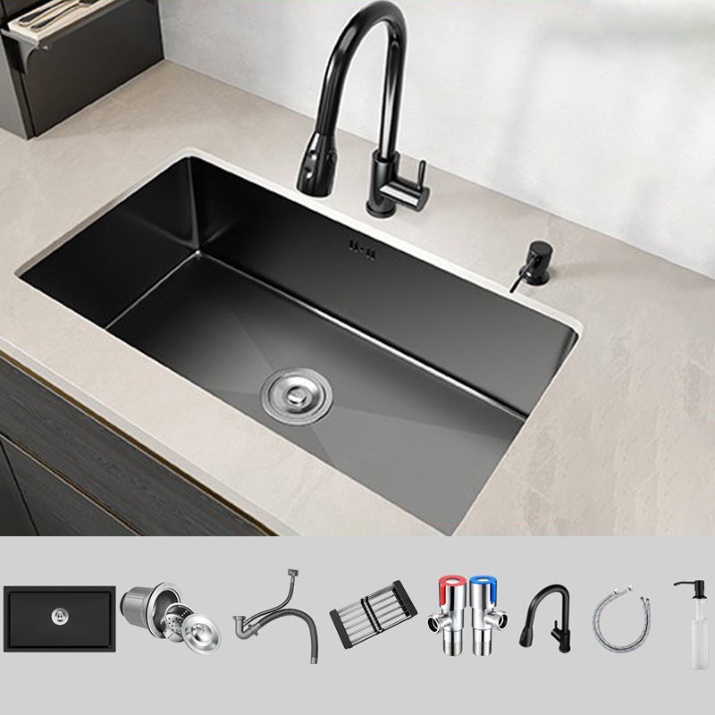Rectangular Kitchen Sink Black Stainless Steel Single Bowl Top Mount Kitchen Sink