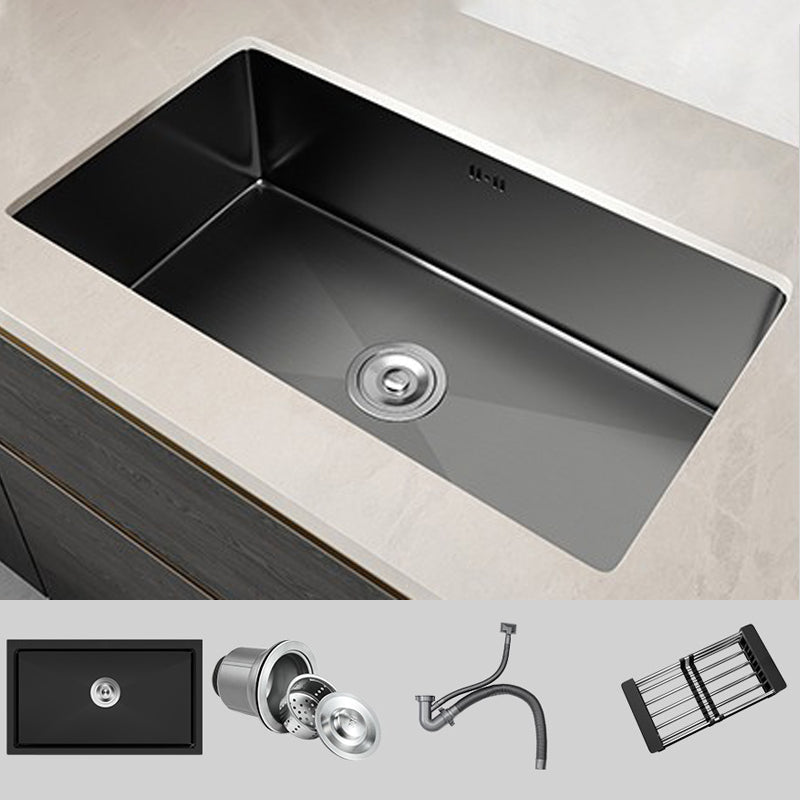 Rectangular Kitchen Sink Black Stainless Steel Single Bowl Top Mount Kitchen Sink
