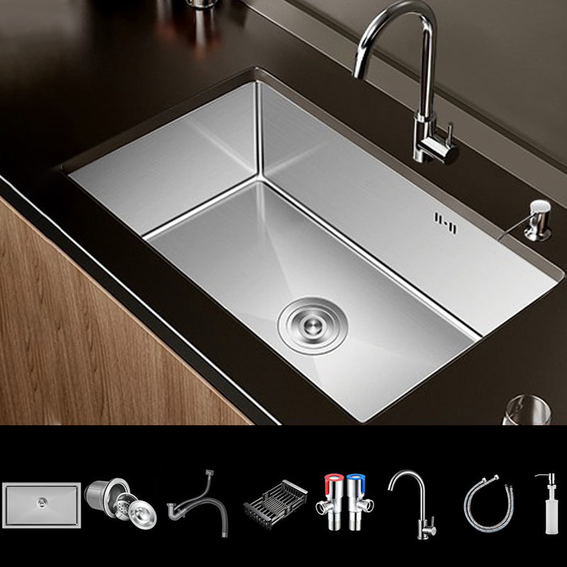 Single Bowl Kitchen Sink Stainless Steel Rectangular Undermount Kitchen Sink with Faucet