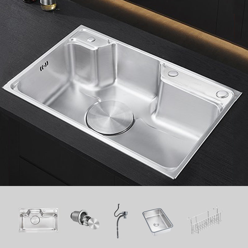 Classic Stainless Steel Sink Overflow Hole Kitchen Sink with Faucet