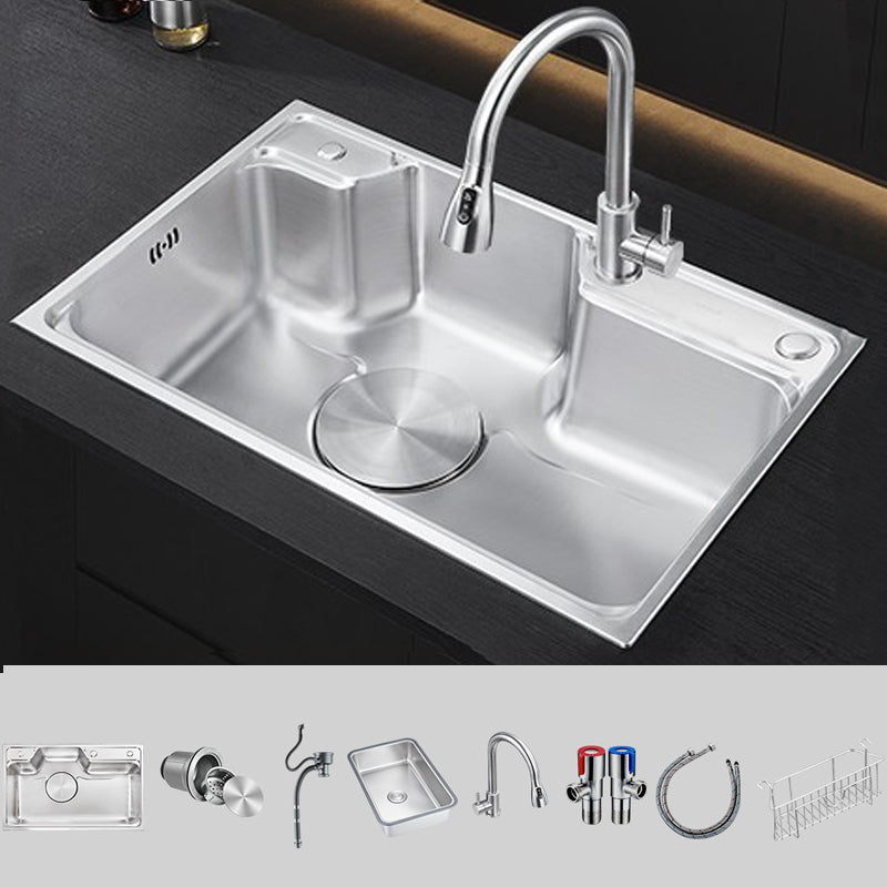 Classic Stainless Steel Sink Overflow Hole Kitchen Sink with Faucet