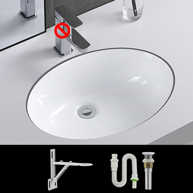 Traditional Undermount Vanity Sink Rectangular Porcelain with Pop-Up Drain Basin Sink
