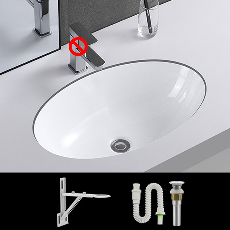 Traditional Undermount Vanity Sink Rectangular Porcelain with Pop-Up Drain Basin Sink
