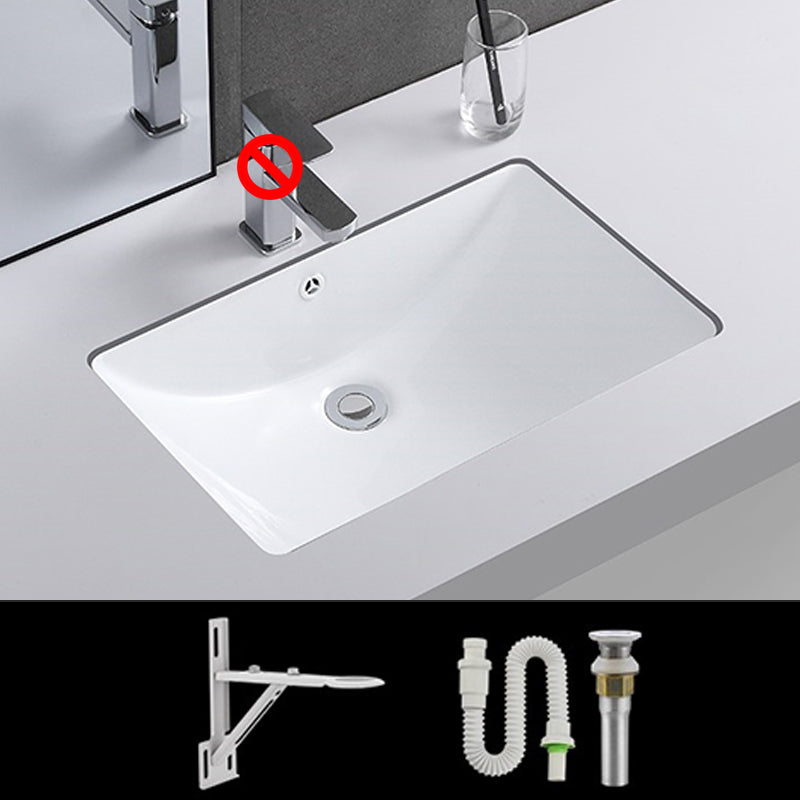 Traditional Undermount Vanity Sink Rectangular Porcelain with Pop-Up Drain Basin Sink