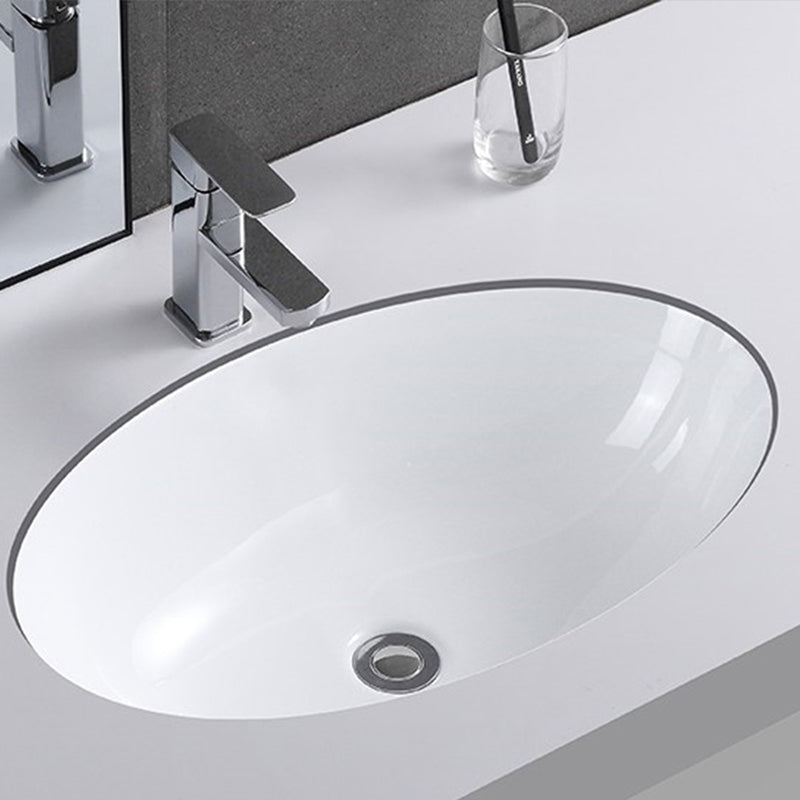 Traditional Undermount Vanity Sink Rectangular Porcelain with Pop-Up Drain Basin Sink