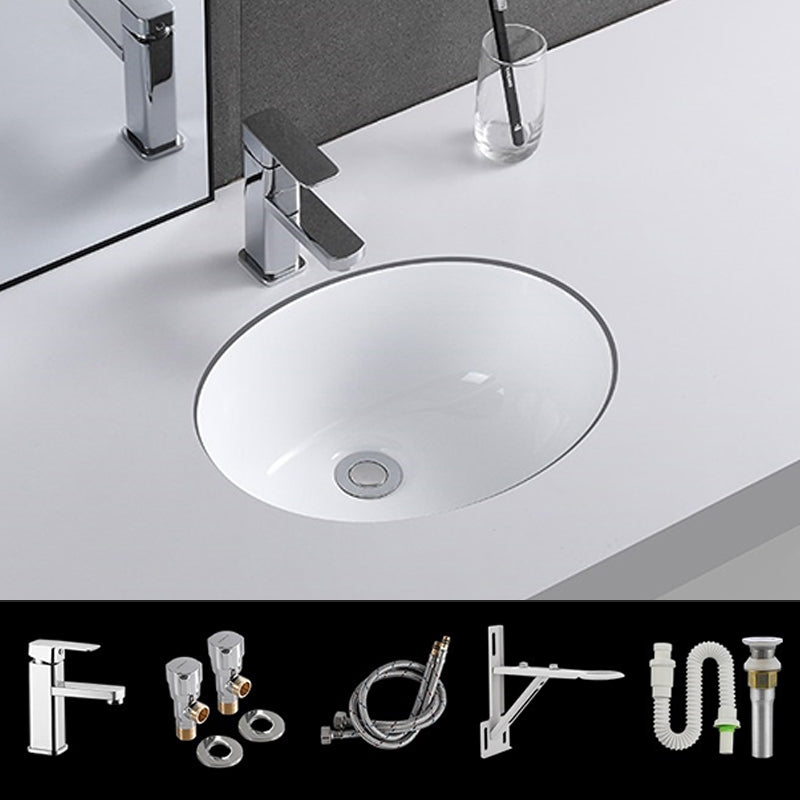Traditional Undermount Vanity Sink Rectangular Porcelain with Pop-Up Drain Basin Sink