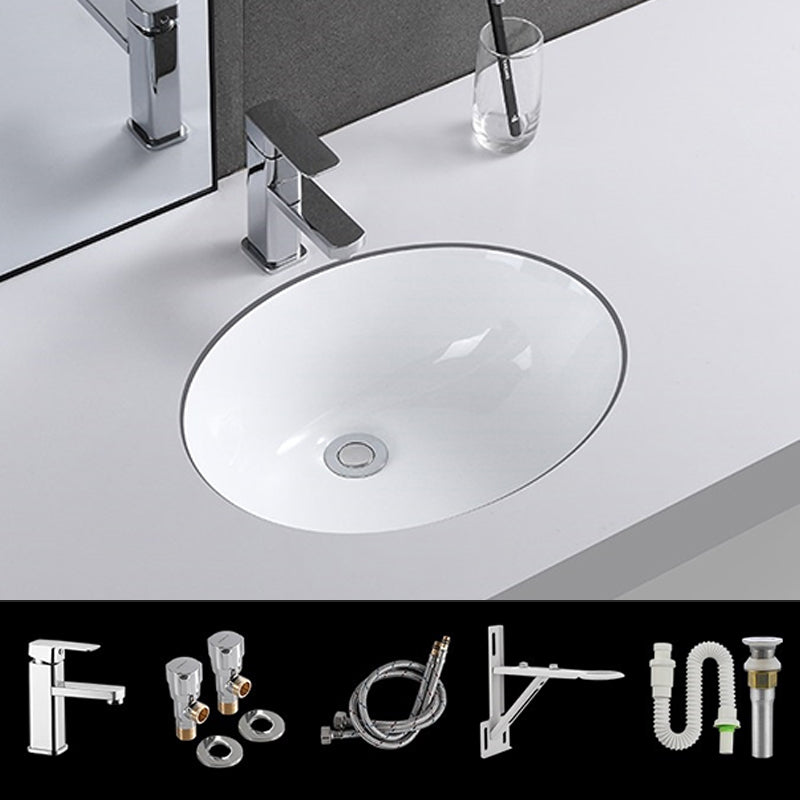 Traditional Undermount Vanity Sink Rectangular Porcelain with Pop-Up Drain Basin Sink