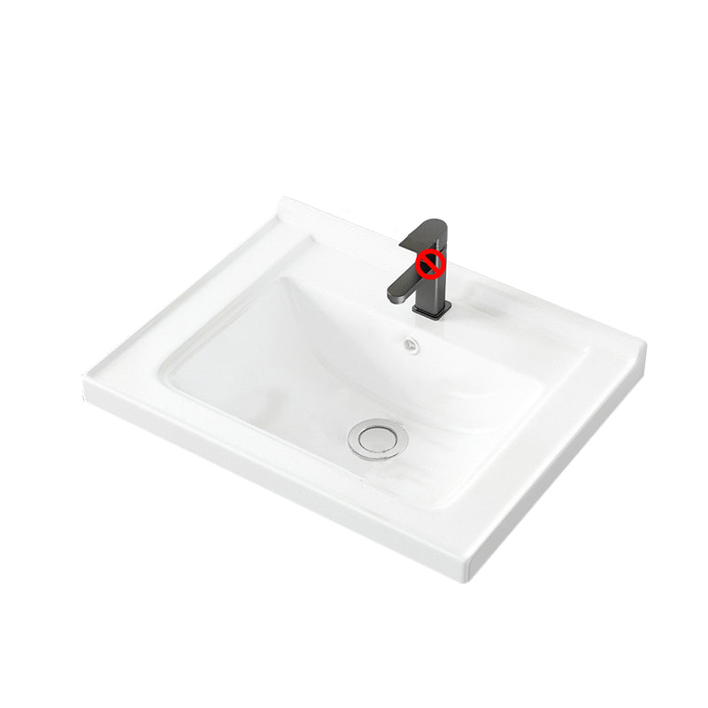 Basic Bathroom Sink Overflow Hole White Vessel Lavatory Sink (Not Included Faucet)