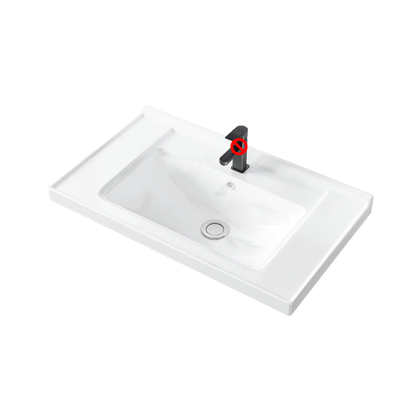 Basic Bathroom Sink Overflow Hole White Vessel Lavatory Sink (Not Included Faucet)