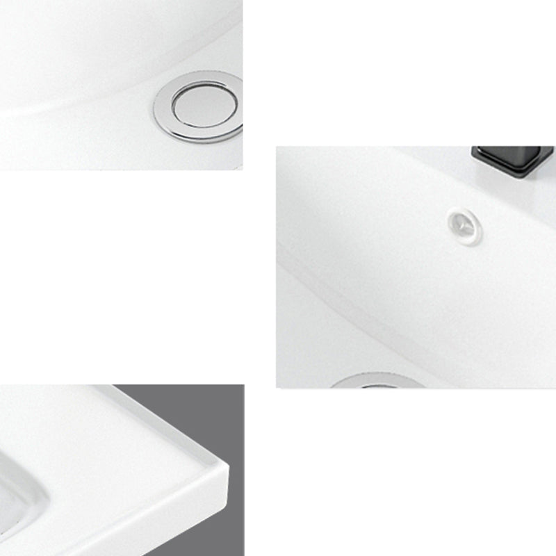 Basic Bathroom Sink Overflow Hole White Vessel Lavatory Sink (Not Included Faucet)