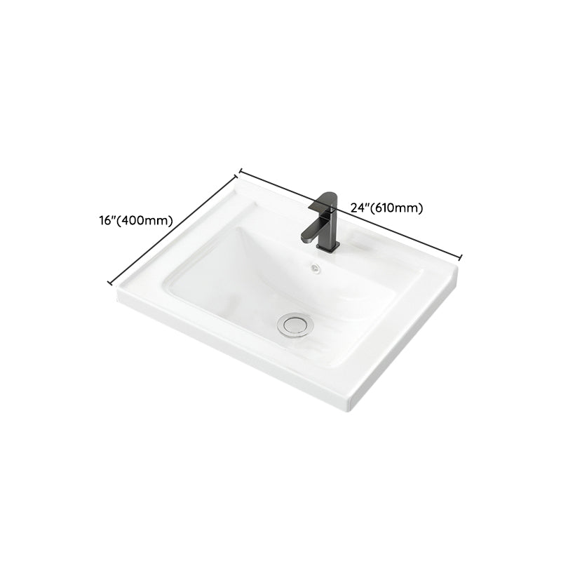 Basic Bathroom Sink Overflow Hole White Vessel Lavatory Sink (Not Included Faucet)