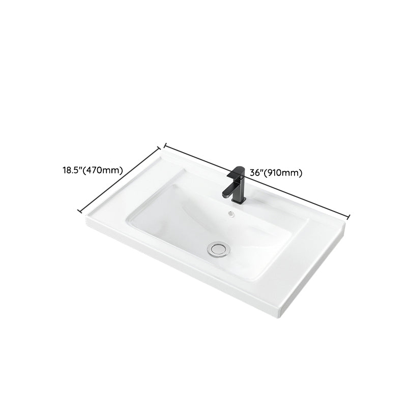 Basic Bathroom Sink Overflow Hole White Vessel Lavatory Sink (Not Included Faucet)