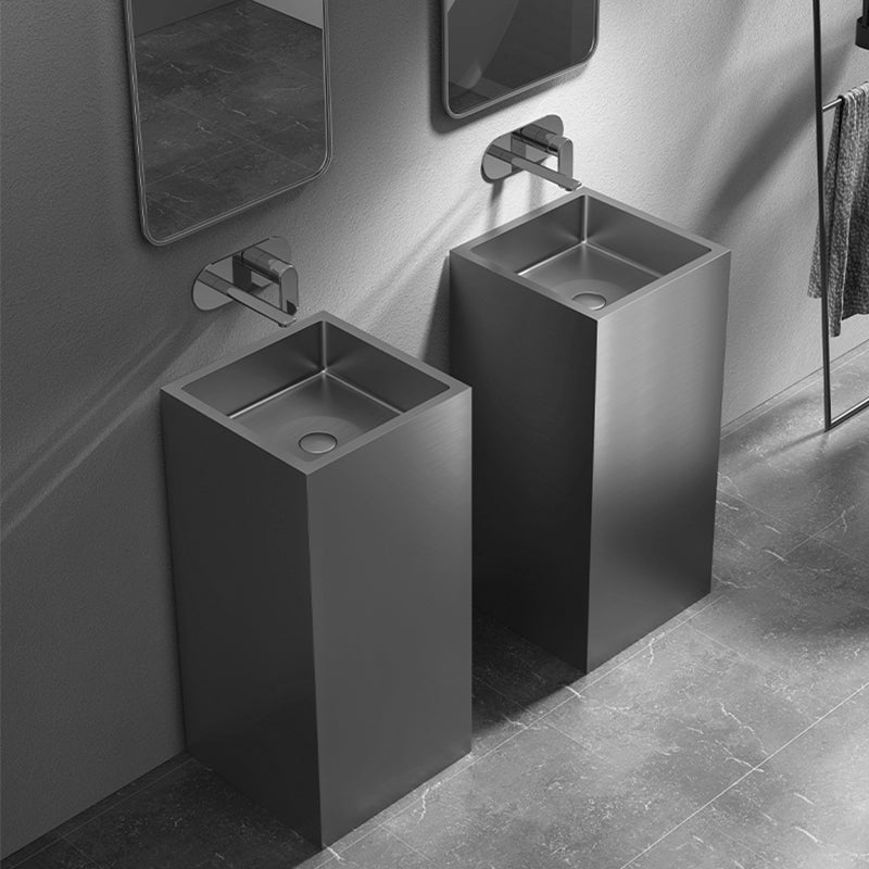 Contemporary Round Wash Stand Stainless Steel Metal Undermount Bathroom Sink