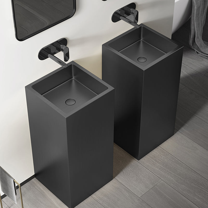 Contemporary Round Wash Stand Stainless Steel Metal Undermount Bathroom Sink