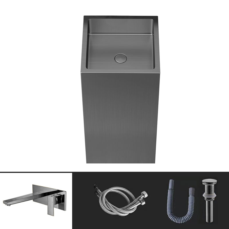 Contemporary Round Wash Stand Stainless Steel Metal Undermount Bathroom Sink