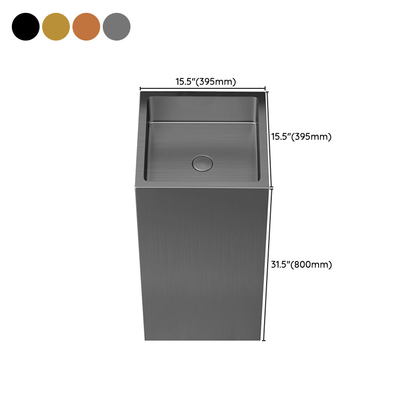 Contemporary Round Wash Stand Stainless Steel Metal Undermount Bathroom Sink