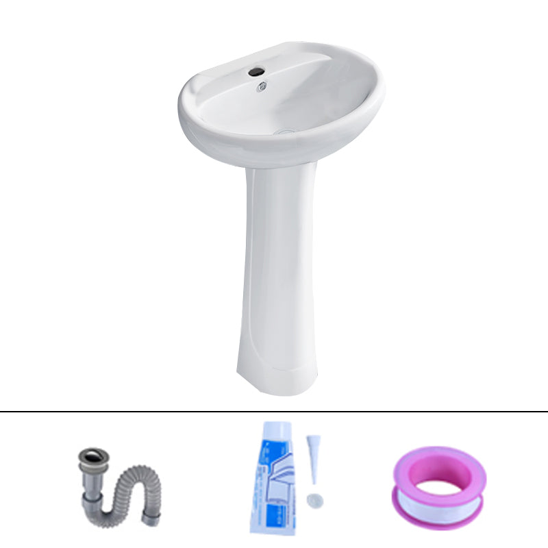 Square Pedestal Sink Ceramic Metal Ground Installation Bathroom Sink