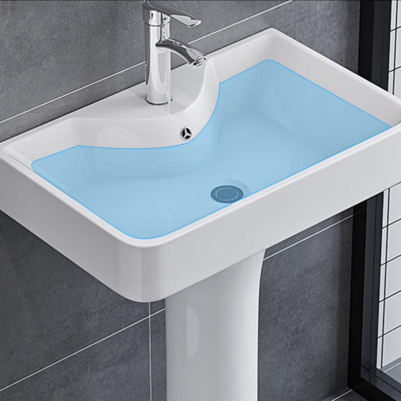 Square Pedestal Sink Ceramic Metal Ground Installation Bathroom Sink