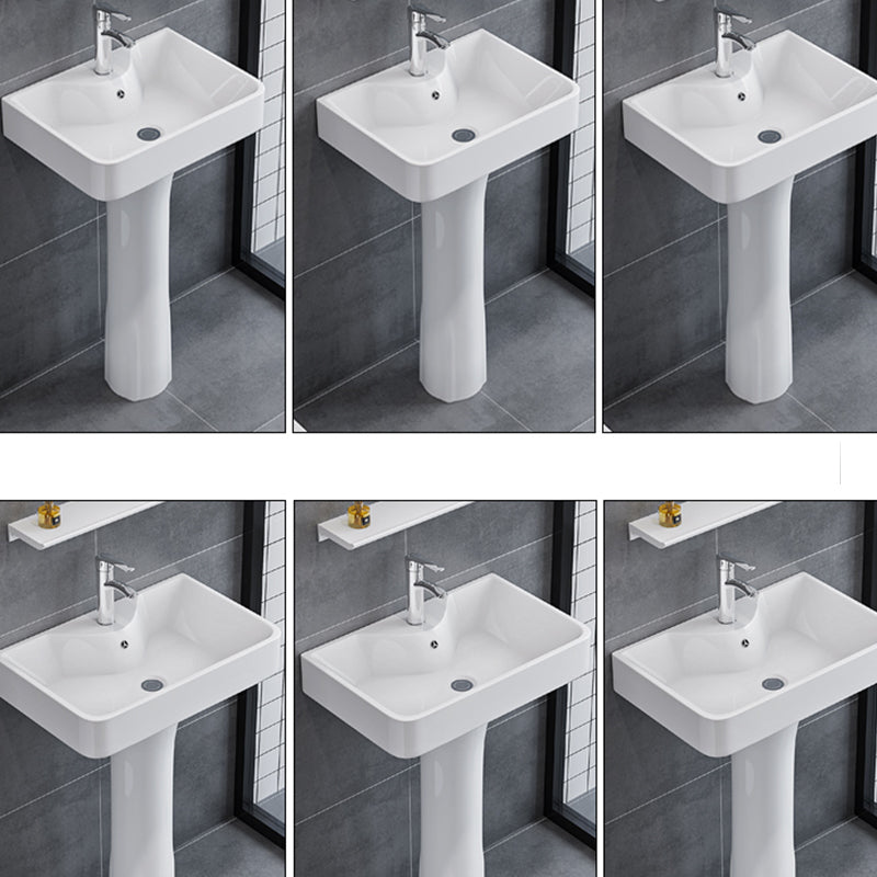 Square Pedestal Sink Ceramic Metal Ground Installation Bathroom Sink