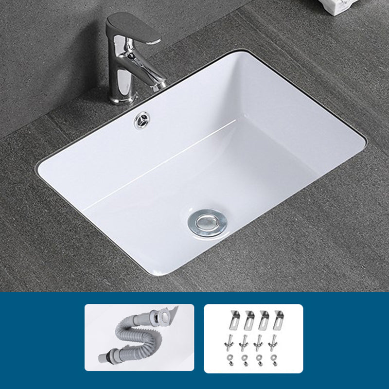 Modern Bathroom Sink Rectangular Vessel Lavatory Sink Pop-Up Drain