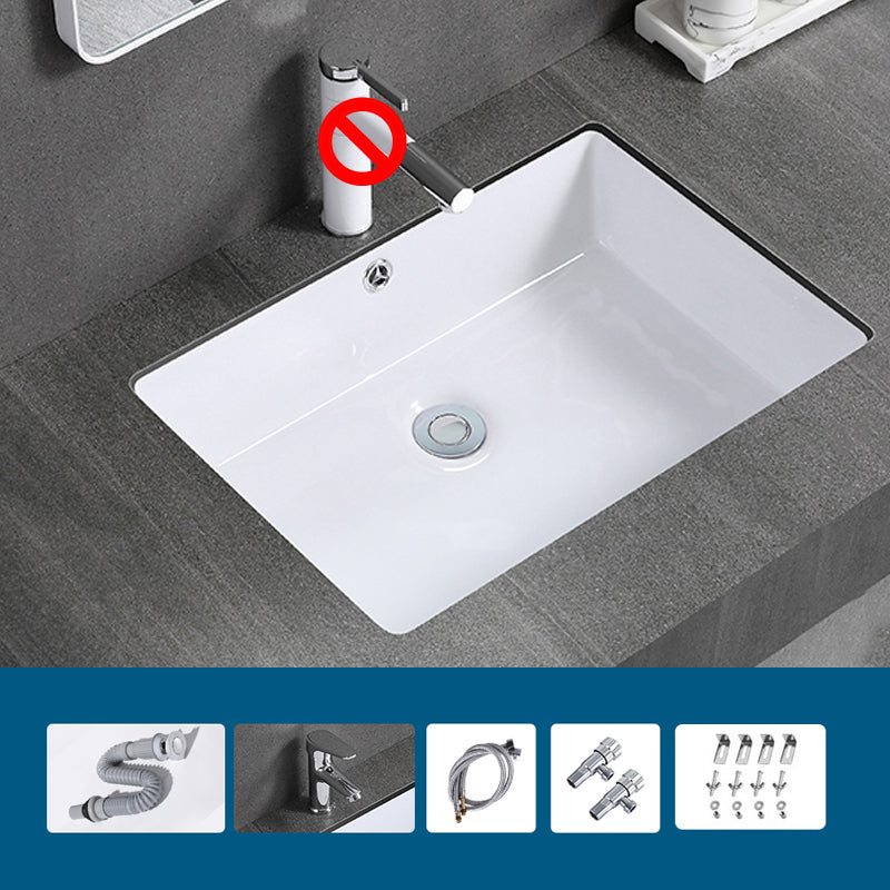 Modern Bathroom Sink Rectangular Vessel Lavatory Sink Pop-Up Drain