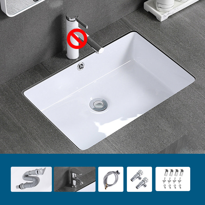 Modern Bathroom Sink Rectangular Vessel Lavatory Sink Pop-Up Drain