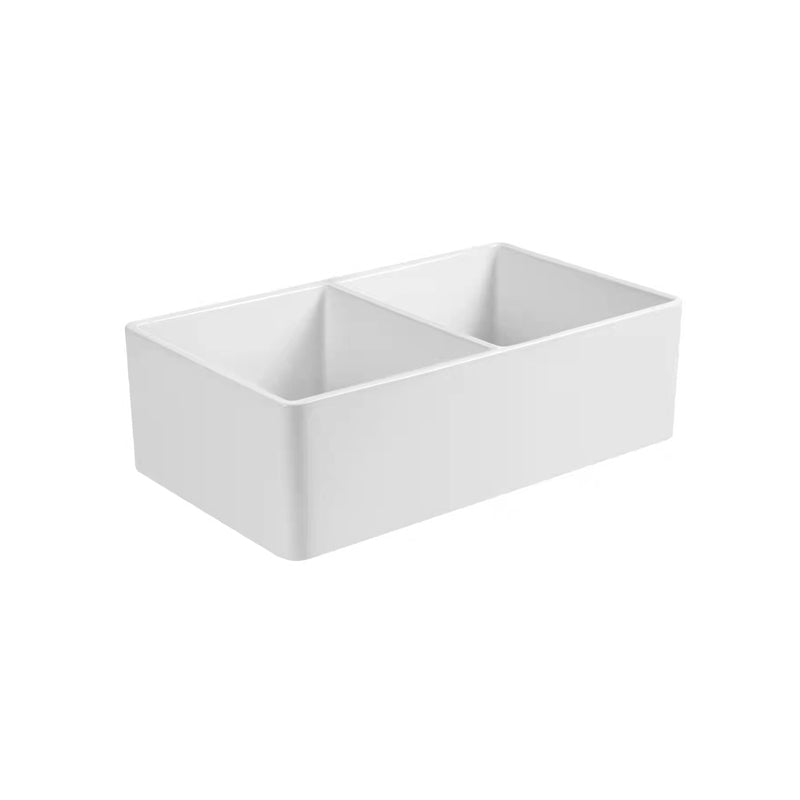 Farm Style Bathroom Sink Ceramic Rectangular Washroom Sink with Faucet
