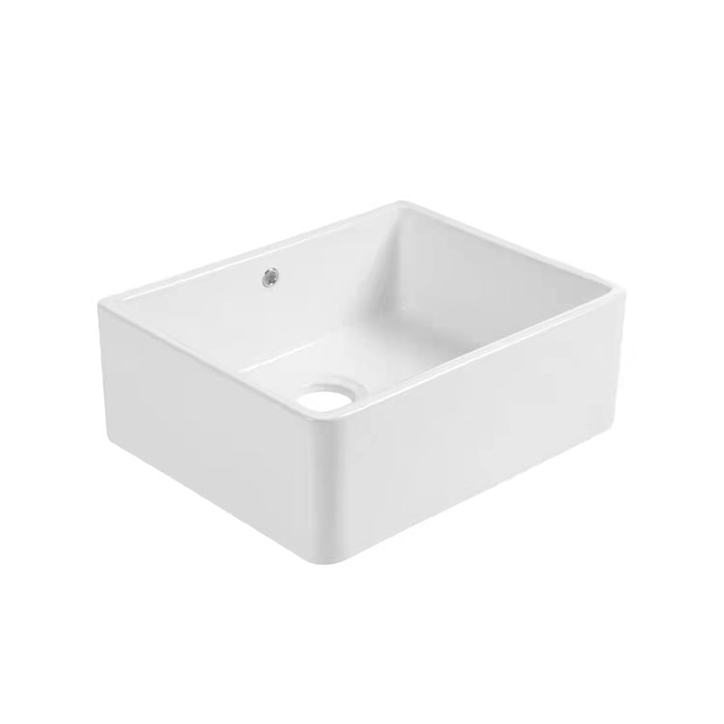 Farm Style Bathroom Sink Ceramic Rectangular Washroom Sink with Faucet