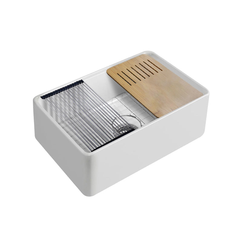Farm Style Bathroom Sink Ceramic Rectangular Washroom Sink with Faucet