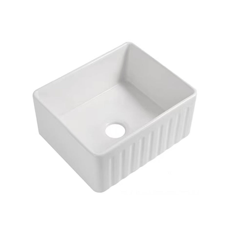 Farm Style Bathroom Sink Ceramic Rectangular Washroom Sink with Faucet