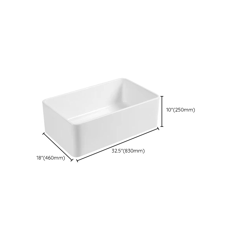 Farm Style Bathroom Sink Ceramic Rectangular Washroom Sink with Faucet