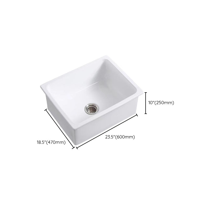 Farm Style Bathroom Sink Ceramic Rectangular Washroom Sink with Faucet