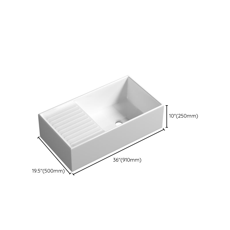 Farm Style Bathroom Sink Ceramic Rectangular Washroom Sink with Faucet