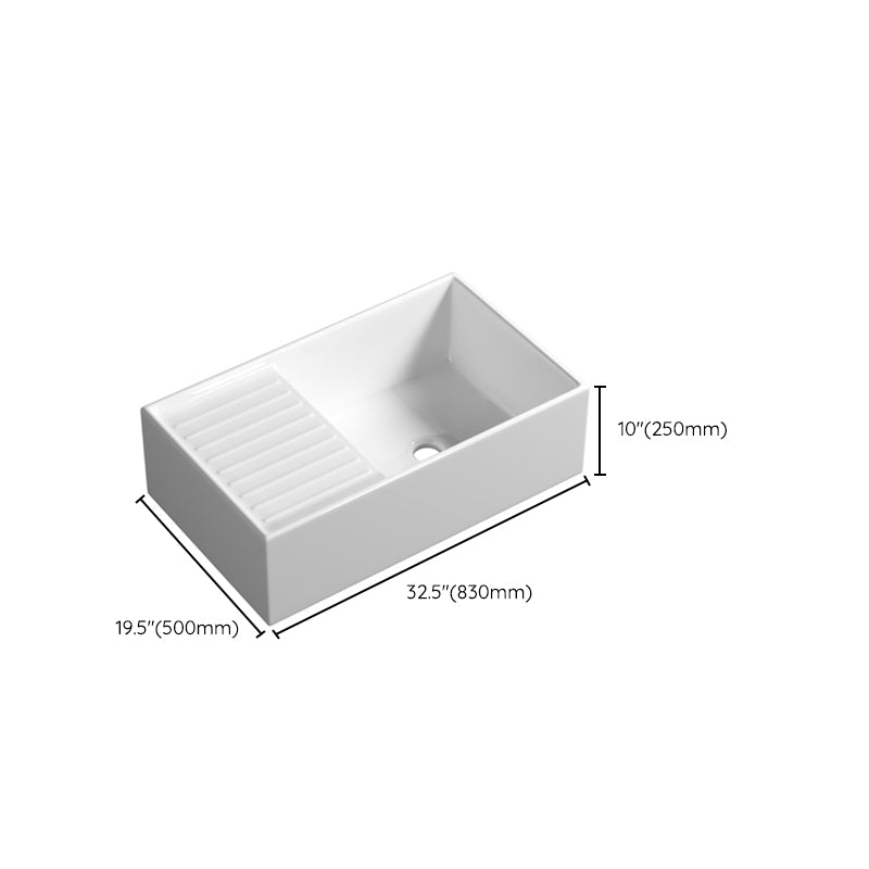 Farm Style Bathroom Sink Ceramic Rectangular Washroom Sink with Faucet