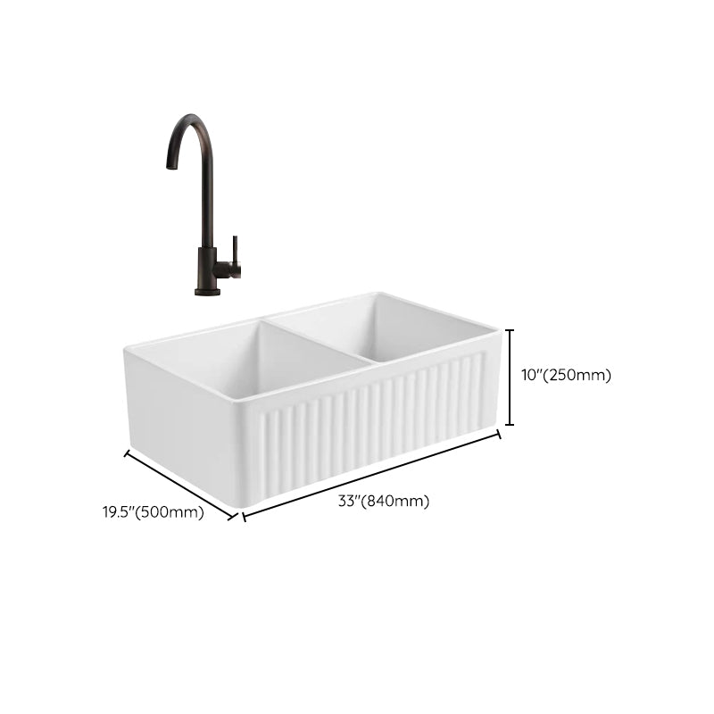 Farm Style Bathroom Sink Ceramic Rectangular Washroom Sink with Faucet