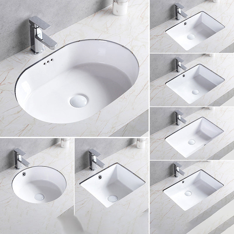 Traditional Undermount Bathroom Sink Porcelain Rectangular with Basin Basin Sink Only