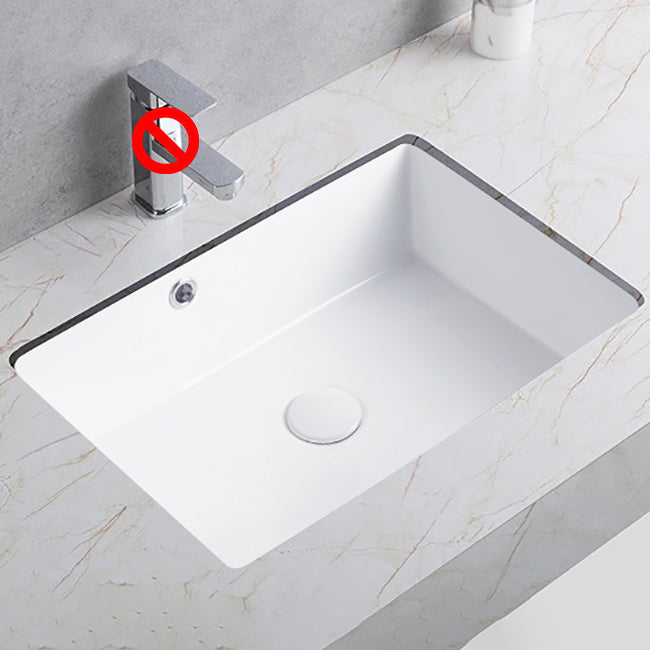 Traditional Undermount Bathroom Sink Porcelain Rectangular with Basin Basin Sink Only