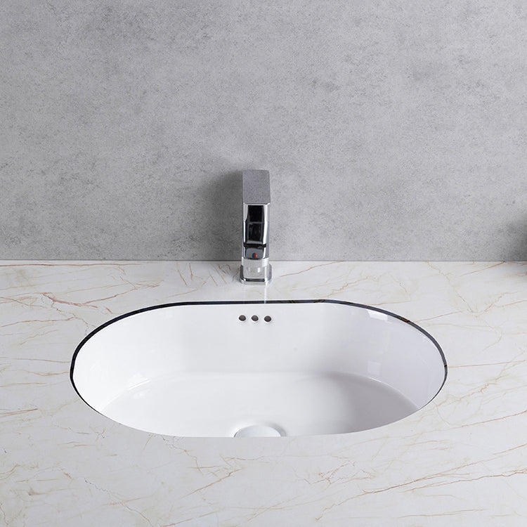 Traditional Undermount Bathroom Sink Porcelain Rectangular with Basin Basin Sink Only