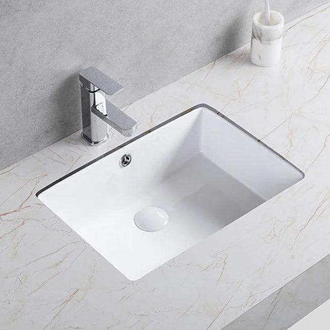 Traditional Undermount Bathroom Sink Porcelain Rectangular with Basin Basin Sink Only