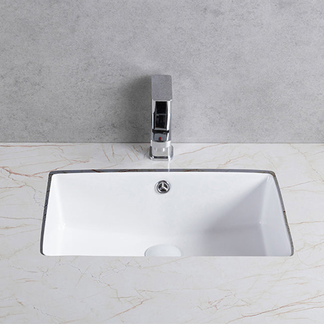 Traditional Undermount Bathroom Sink Porcelain Rectangular with Basin Basin Sink Only
