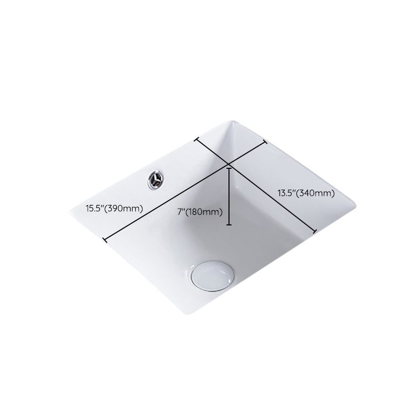 Traditional Undermount Bathroom Sink Porcelain Rectangular with Basin Basin Sink Only
