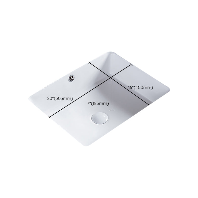 Traditional Undermount Bathroom Sink Porcelain Rectangular with Basin Basin Sink Only