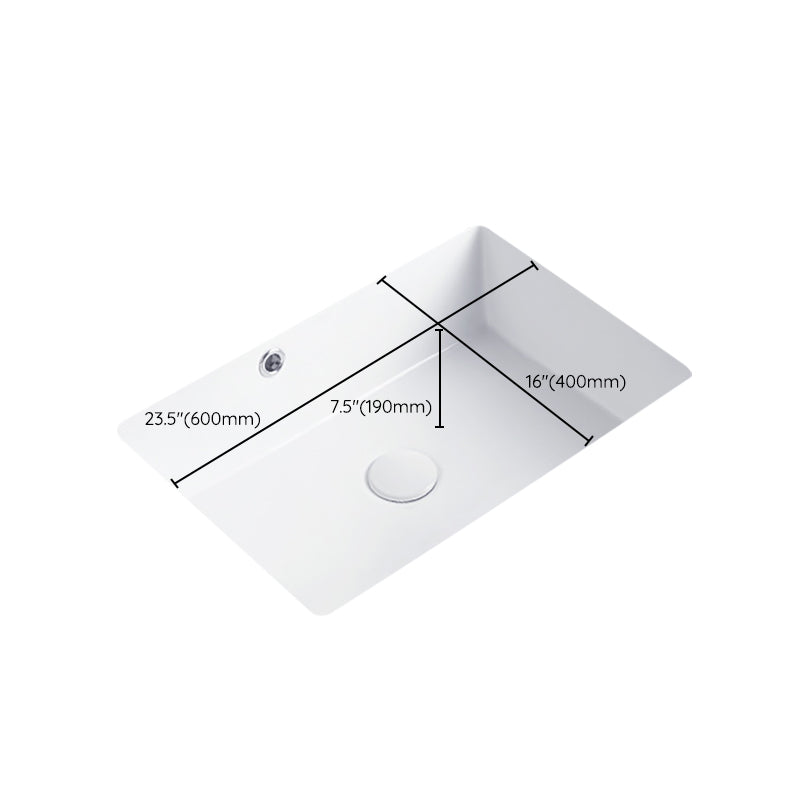 Traditional Undermount Bathroom Sink Porcelain Rectangular with Basin Basin Sink Only