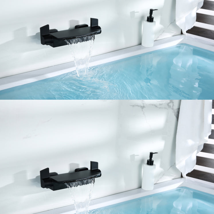 Modern Bathtub Faucet Copper Lever Handles Waterfall Wall Mounted Tub Faucet Trim