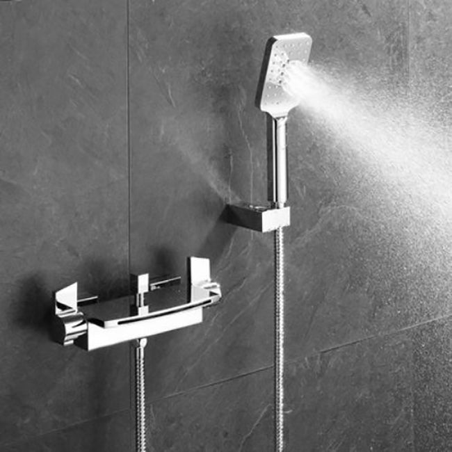 Modern Bathtub Faucet Copper Lever Handles Waterfall Wall Mounted Tub Faucet Trim