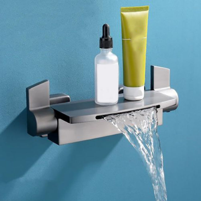 Modern Bathtub Faucet Copper Lever Handles Waterfall Wall Mounted Tub Faucet Trim