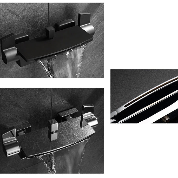 Modern Bathtub Faucet Copper Lever Handles Waterfall Wall Mounted Tub Faucet Trim