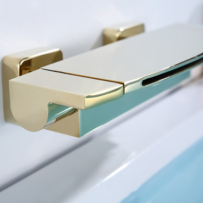 Modern Bathtub Faucet Copper Lever Handles Waterfall Wall Mounted Tub Faucet Trim